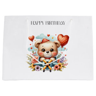 Teddybär-Pilot-Geburtstag Große Geschenktüte