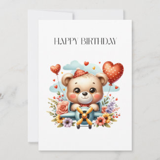 Teddybär-Pilot-Geburtstag Mitteilungskarte