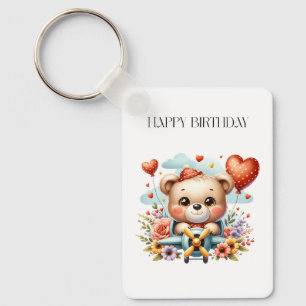 Teddybär-Pilot Geburtstag Schlüsselanhänger