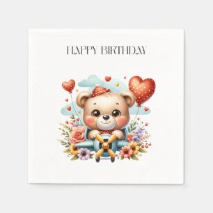 Teddybär-Pilot-Geburtstag Serviette