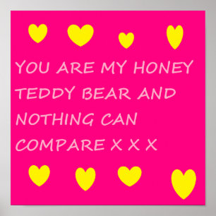 Teddybär-Poster in hellrosa Poster