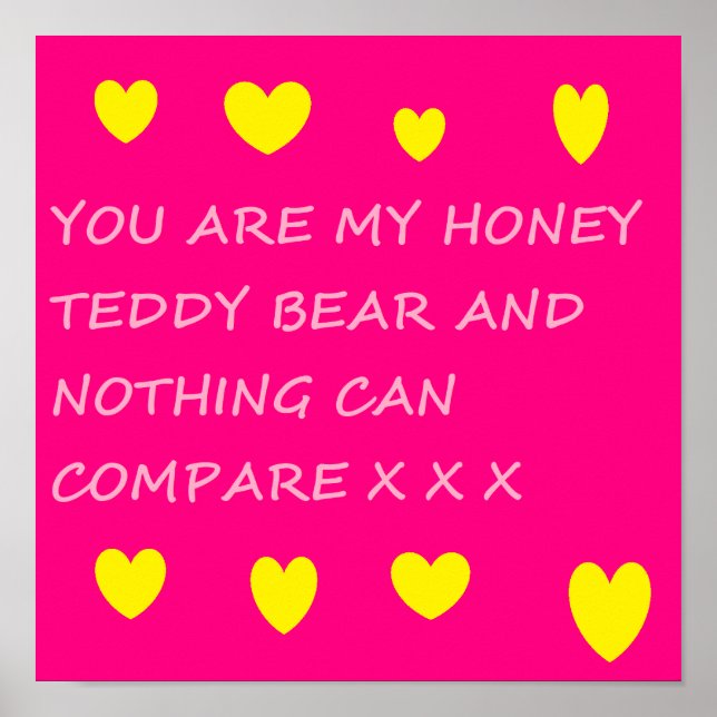 Teddybär-Poster in hellrosa Poster (Vorne)