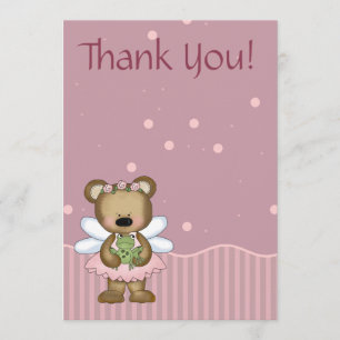 Teddybär-rosa feenhafte Prinzessin Thank You Dankeskarte