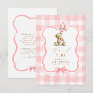 Teddybär Rosa Gingham Süß Danke