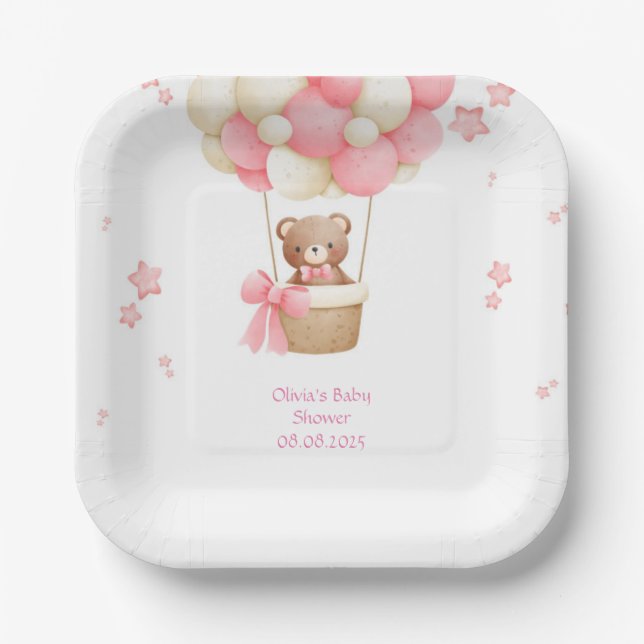 TEDDYBÄR ROSA  PAPPTELLER (Vorderseite)