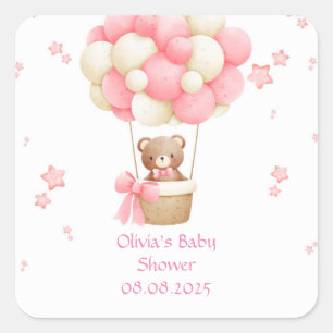 TEDDYBÄR ROSA QUADRATISCHER AUFKLEBER