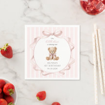 Teddybär, rosa Schleife, rosa Streifen, erster Geb