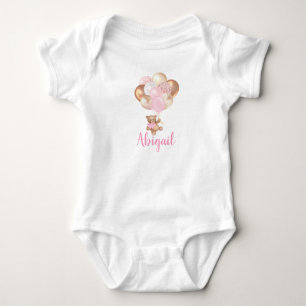 Teddybär rosa und goldene Ballons Baby Strampler