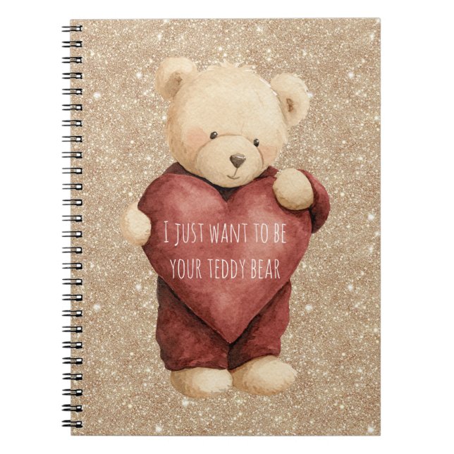 Teddybär rotes Herz Notizblock (Vorderseite)