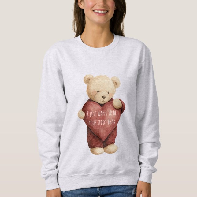 Teddybär rotes Herz Sweatshirt (Vorderseite)