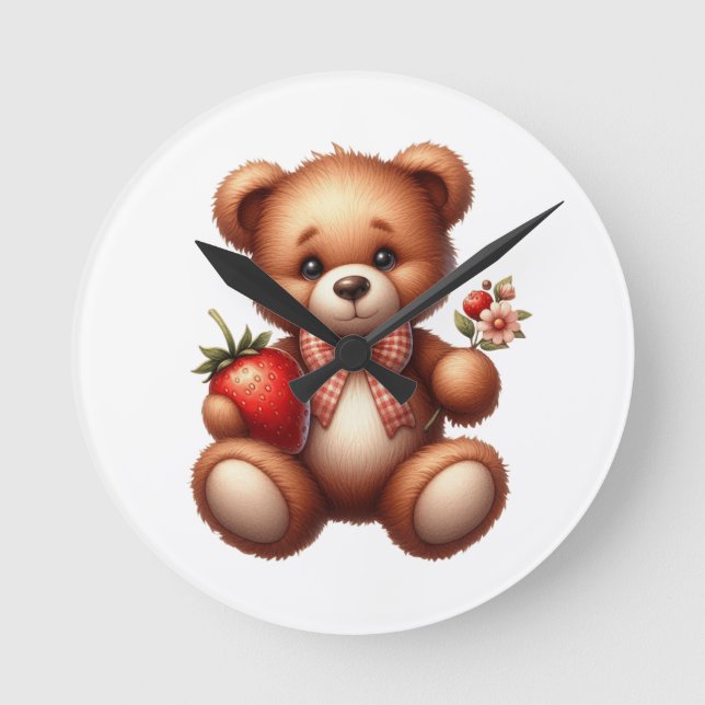 Teddybär Runde Wanduhr (Vorderseite)
