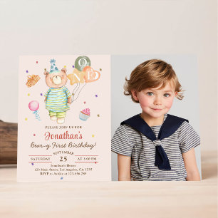 Teddybär Salbeigrün Beary Erster Geburtstag Einladung