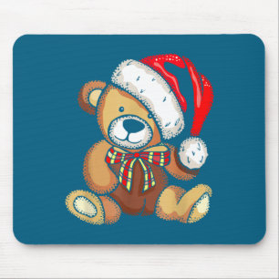 Teddybär-Santa-Hut-Weihnachten-Pyjama-hübsch X-mas Mousepad