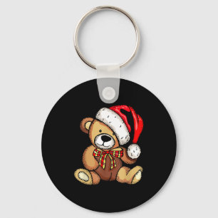 Teddybär-Santa-Hut-Weihnachts-Pyjama-hübsches X-ma Schlüsselanhänger
