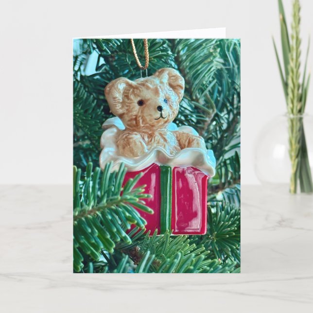 Teddybär-Schmuck-Weihnachtskarte Dankeskarte (Vorderseite)