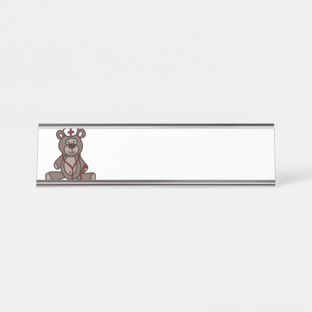 Teddybär Schreibtischnamensplakette (Vorderseite )