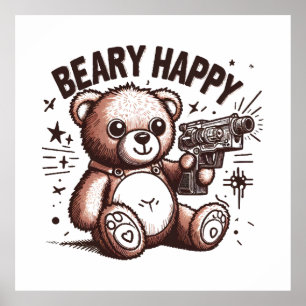 Teddybär sehr glücklich poster