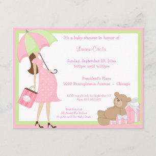 Teddybär Shoping und rosa Babyparty-Einladung Einladung