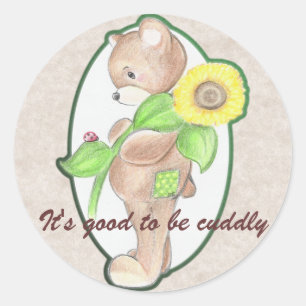 Teddybär, Sonnenblume und Ladybug-Aufkleber Runder Aufkleber