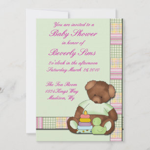 Teddybär-Steppdecken-Babyparty Einladung