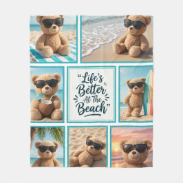 Teddybär Stranddecke, Süßer Bär Sonnenbrille  Fleecedecke