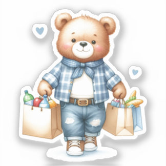 Teddybär Supermarkt Aufkleber