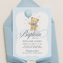 Teddybär-Taufe Einladung für Junge