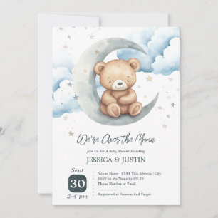 Teddybär Über den Mond Baby Shower Einladung