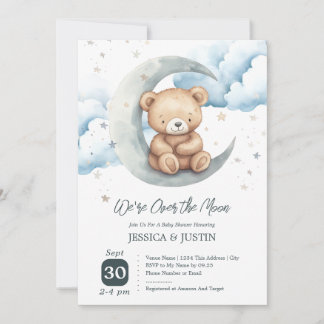 Teddybär Über den Mond Baby Shower Einladung