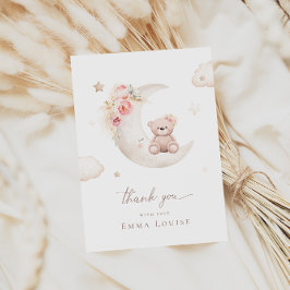 Teddybär über der neutralen Mond-Babydusche Dankeskarte