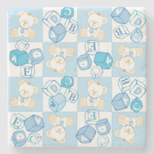 Teddybär überprüftes Muster Steinuntersetzer