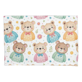 Teddybär und Blumen Kissenbezug