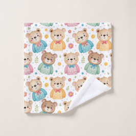 Teddybär und Blumen Waschlappen