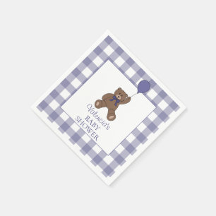 Teddybär und Luftballon Lila Baby Shower Serviette