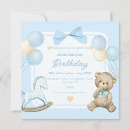 Teddybär und Rockpferd Einladung