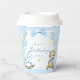 Teddybär und Rockpferd Pappbecher