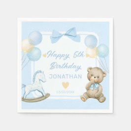 Teddybär und Rockpferd Serviette