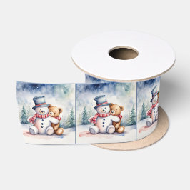 Teddybär und Schneemann Satinband