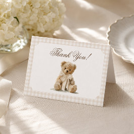 Teddybär Vintage-Baby-Party Dankeskarte