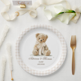 Teddybär Vintage Beige Babyparty Pappteller
