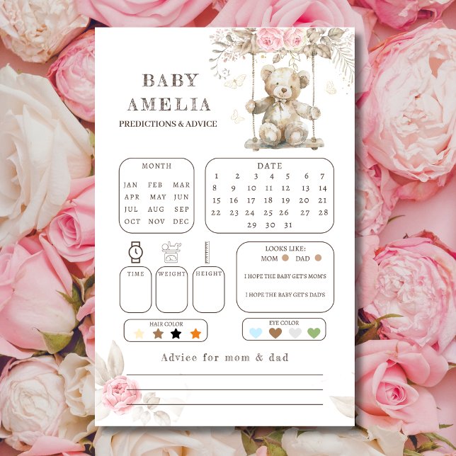 Teddybär Wasserfarbe Rosa Blütenvorhersage (Von Creator hochgeladen)