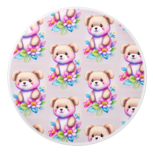 Teddybär Wasserfarben Pastell Keramikknauf