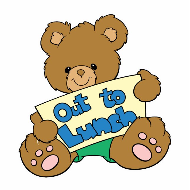 Teddybär zum Mittagessen Freistehende Fotoskulptur (Vorne)