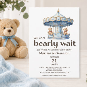 Teddybär-Zwillinge-Jungen-Baby-Shower-Einladung Einladung