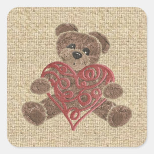 Teddybäraufkleber Quadratischer Aufkleber