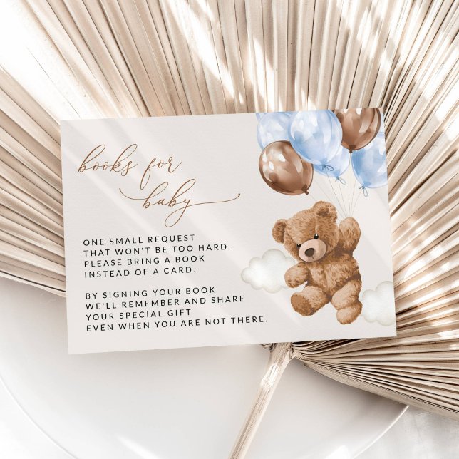 Teddybären, blaue Balloons, Bücher für Baby Begleitkarte (Von Creator hochgeladen)