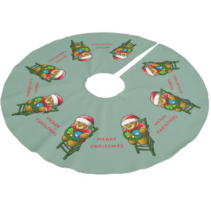 Teddybären Frohe Weihnachten Polyester Weihnachtsbaumdecke