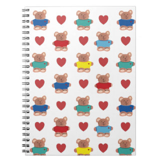 Teddybären in T-Shirts mit Herzen Notizblock