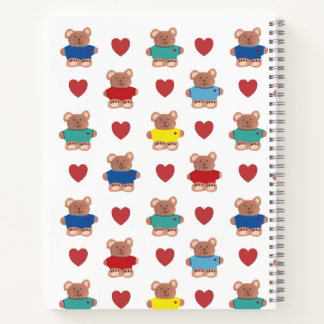 Teddybären in T-Shirts mit Herzen Notizbuch