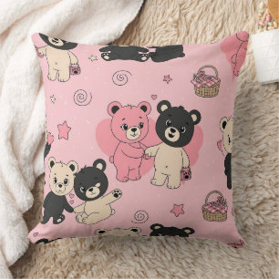 Teddybären mit Herzen und Rosa - Valentinstag (1) Kissen